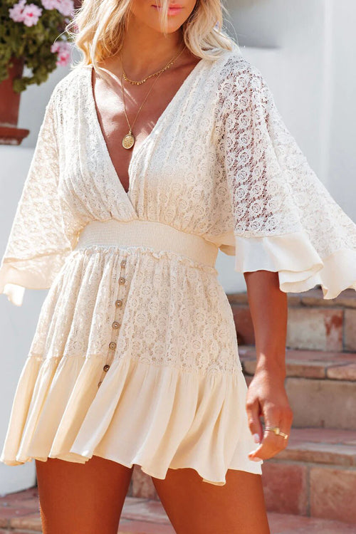 Eleanor - Dreamy Date Lace V-Neck Mini Dress