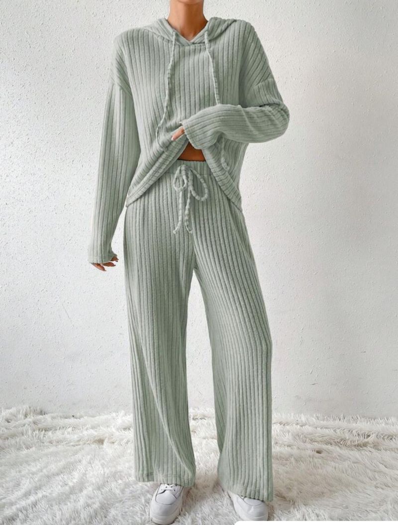 Vesper - Casual Knit Hoodie Two-Piece Set