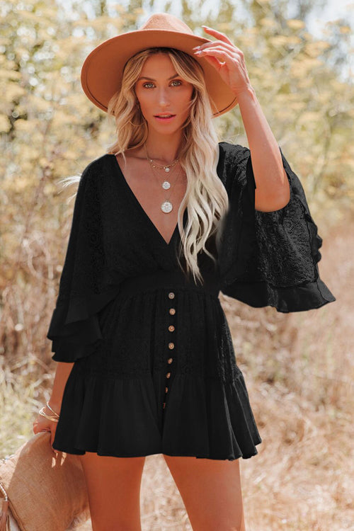 Eleanor - Dreamy Date Lace V-Neck Mini Dress