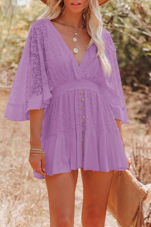 Eleanor - Dreamy Date Lace V-Neck Mini Dress