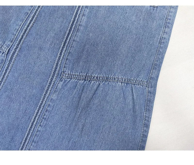 Rallah - Oversized Denim Maxi Skirt with Pockets