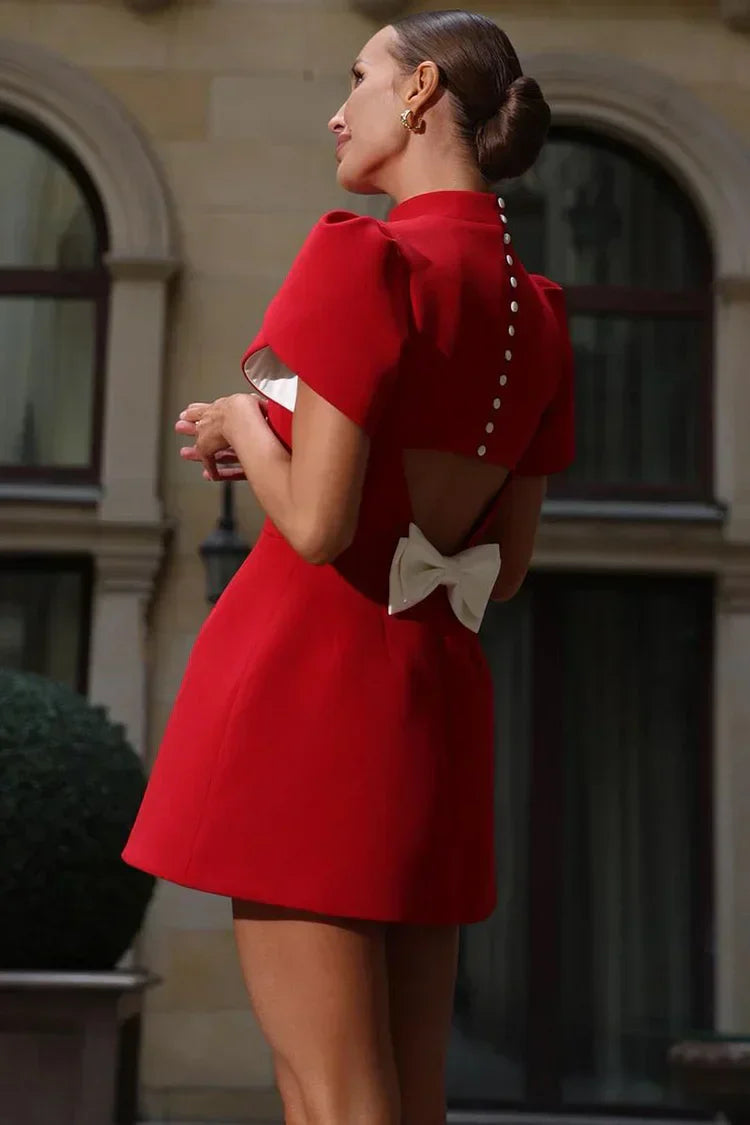 Seraphina - Elegant Petal Sleeves Mini Dress