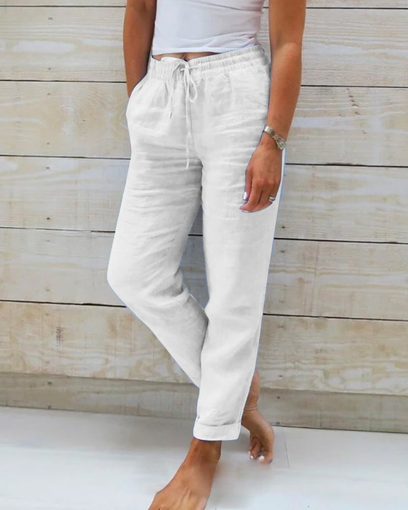 Miya™ - Cotton Linen Elasticated Trousers 1 + 1 Free