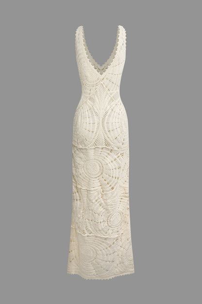 Solid V-neck Slip Knit Maxi Dress