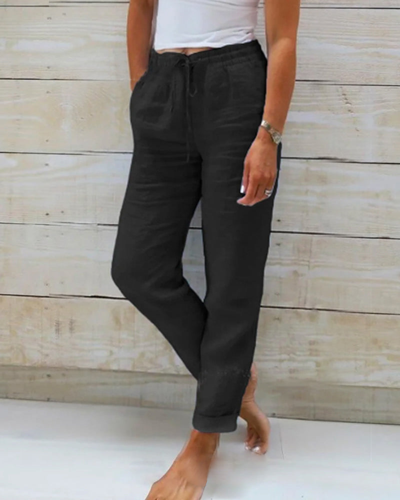Miya™ - Cotton Linen Elasticated Trousers 1 + 1 Free