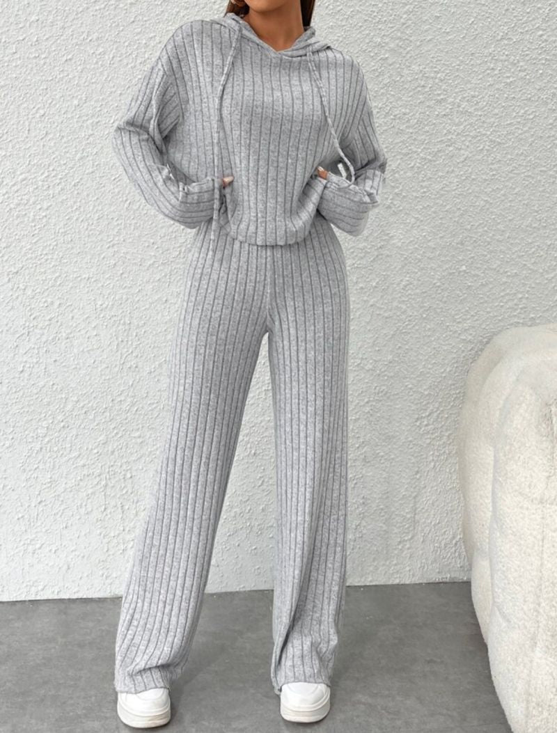 Vesper - Casual Knit Hoodie Two-Piece Set