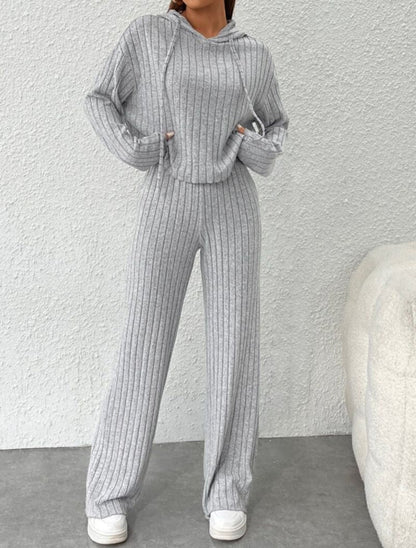 Vesper - Casual Knit Hoodie Two-Piece Set
