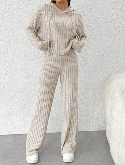 Vesper - Casual Knit Hoodie Two-Piece Set