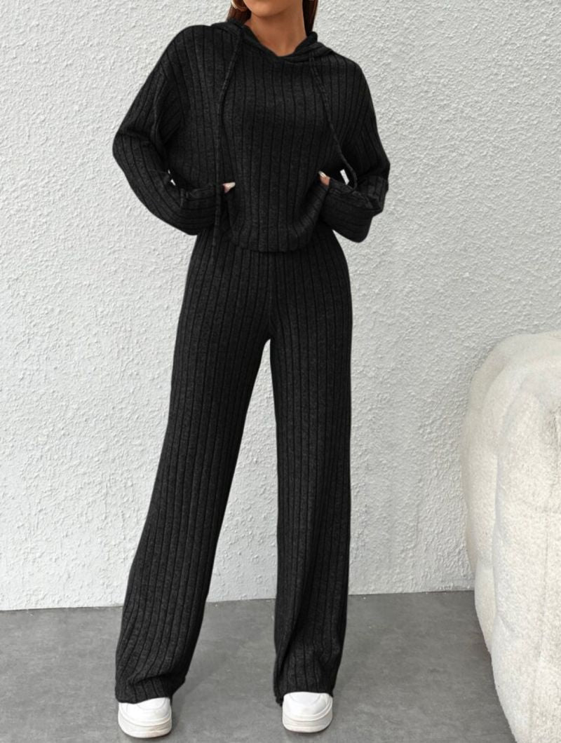 Vesper - Casual Knit Hoodie Two-Piece Set