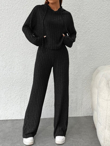 Vesper - Casual Knit Hoodie Two-Piece Set