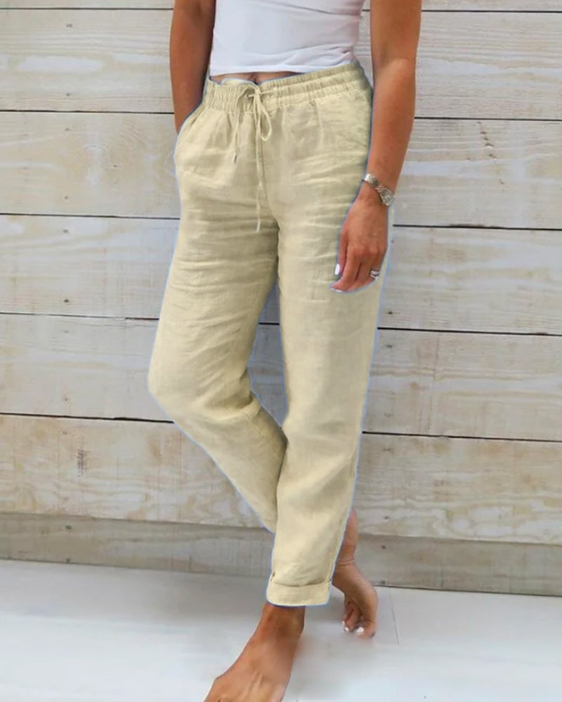 Miya™ - Cotton Linen Elasticated Trousers 1 + 1 Free