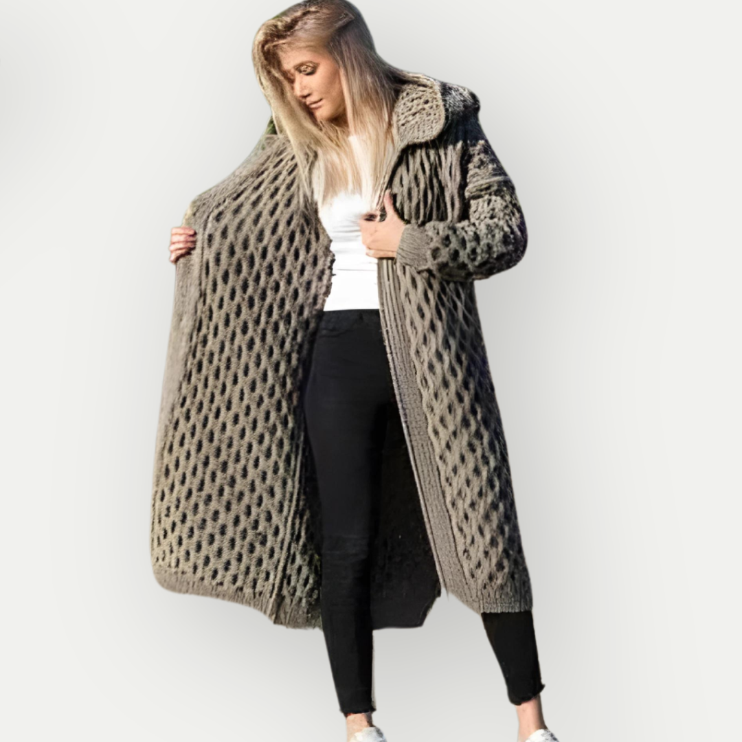Esther - Wool Cardigan With Hoodie