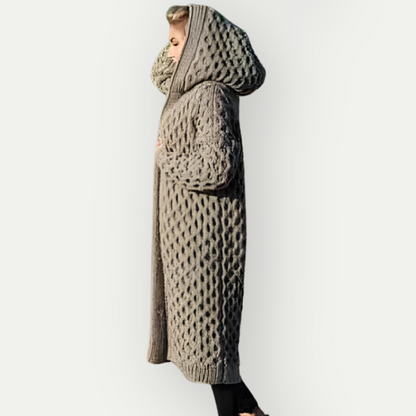 Esther - Wool Cardigan With Hoodie