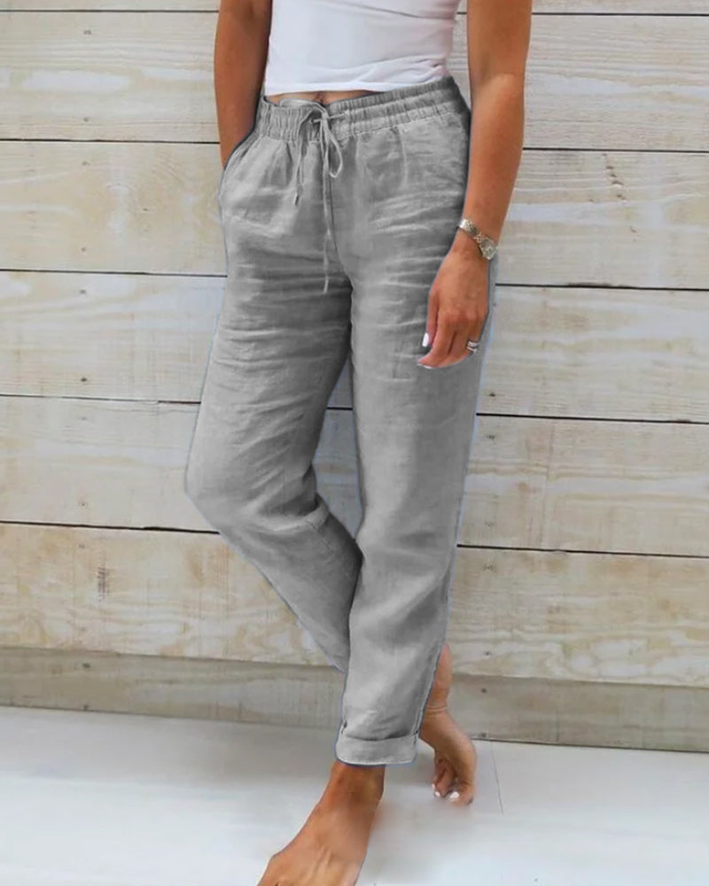 Miya™ - Cotton Linen Elasticated Trousers 1 + 1 Free