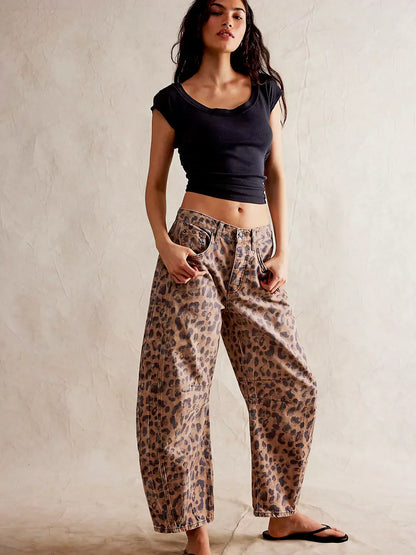 Darcy - Print Barrel Jeans