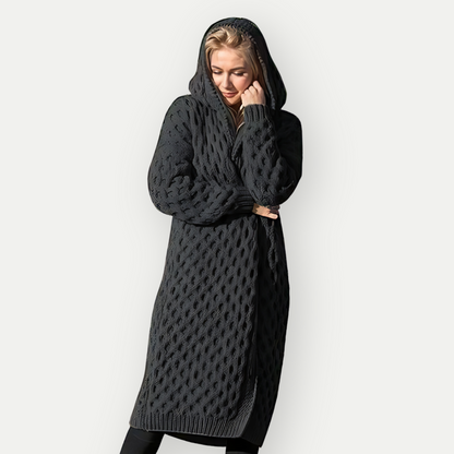 Esther - Wool Cardigan With Hoodie