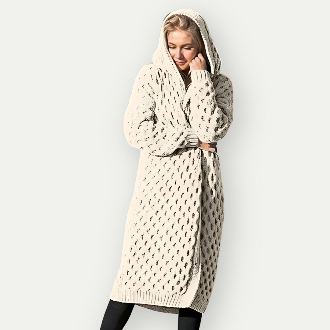 Esther - Wool Cardigan With Hoodie