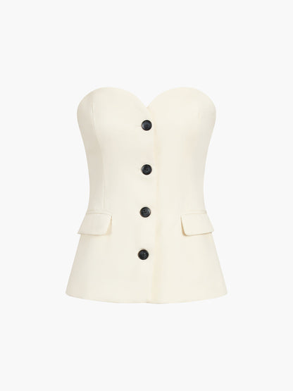 Sweatheart Button Up Tube Top