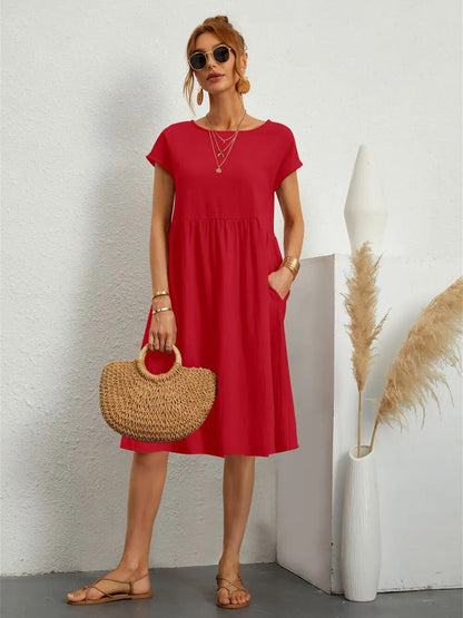 Lora - O-NECK Casual Loose Fit Dress