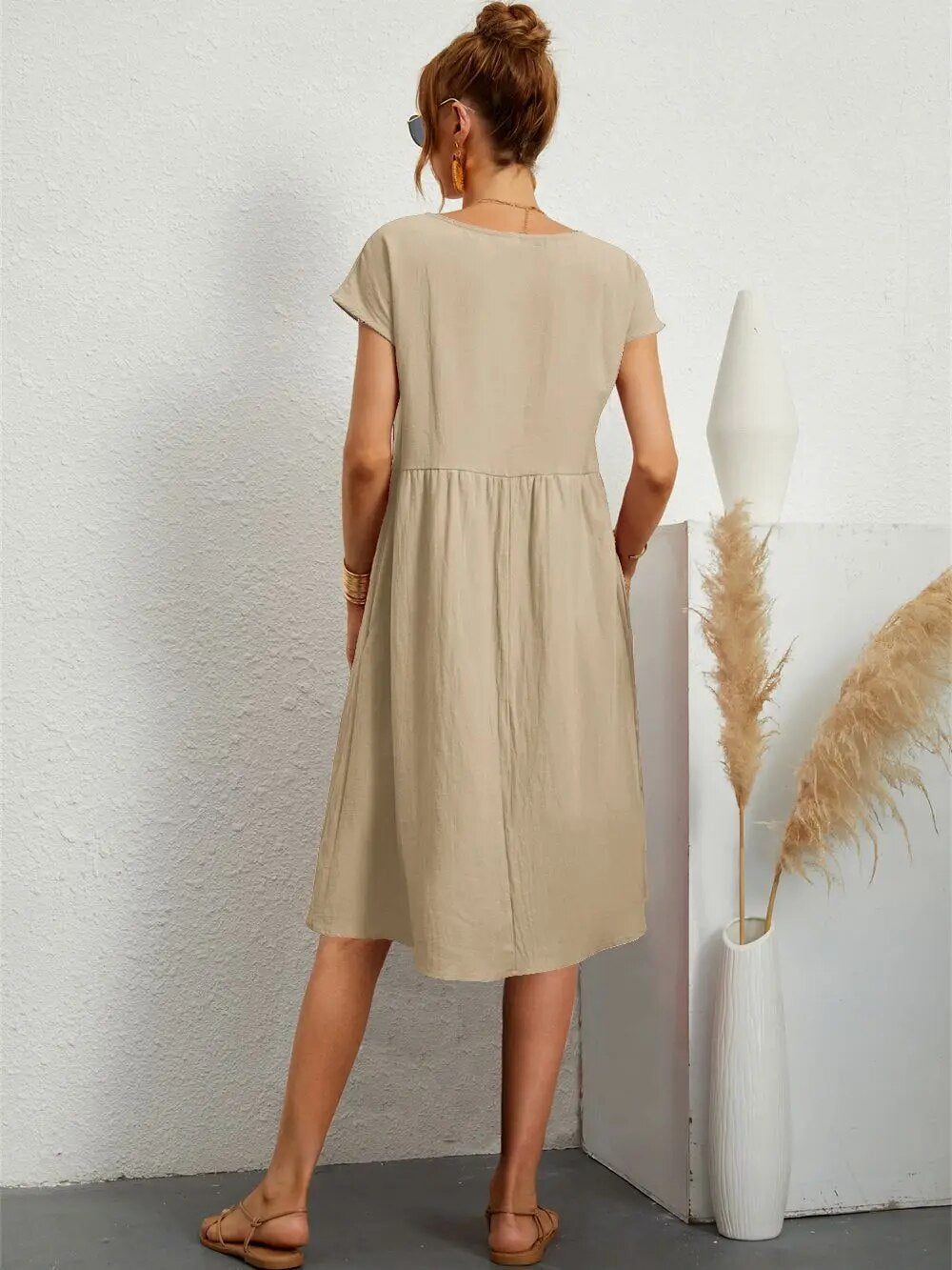 Lora - O-NECK Casual Loose Fit Dress