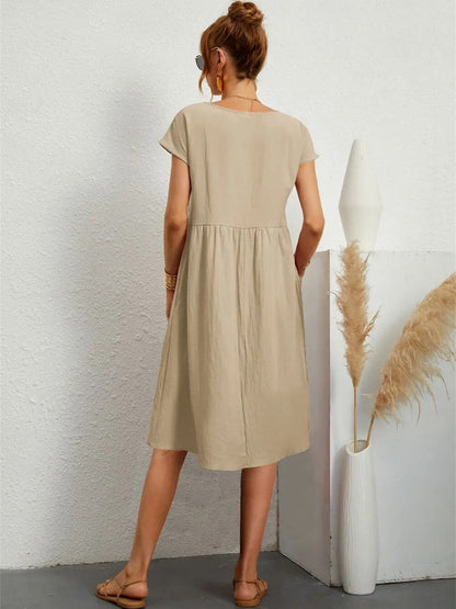 Lora - O-NECK Casual Loose Fit Dress