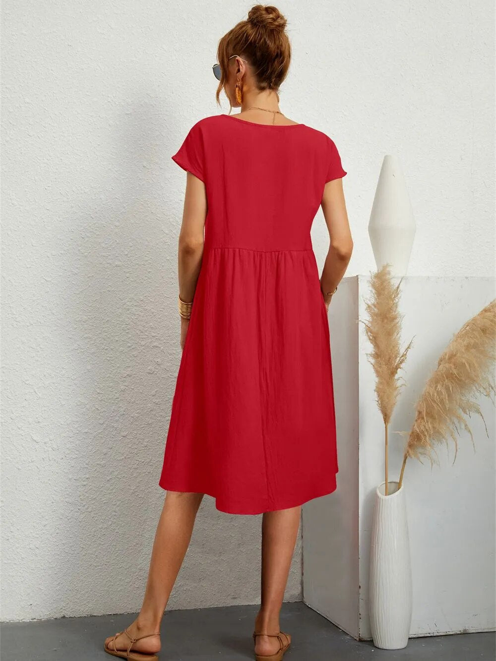Lora - O-NECK Casual Loose Fit Dress