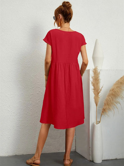 Lora - O-NECK Casual Loose Fit Dress