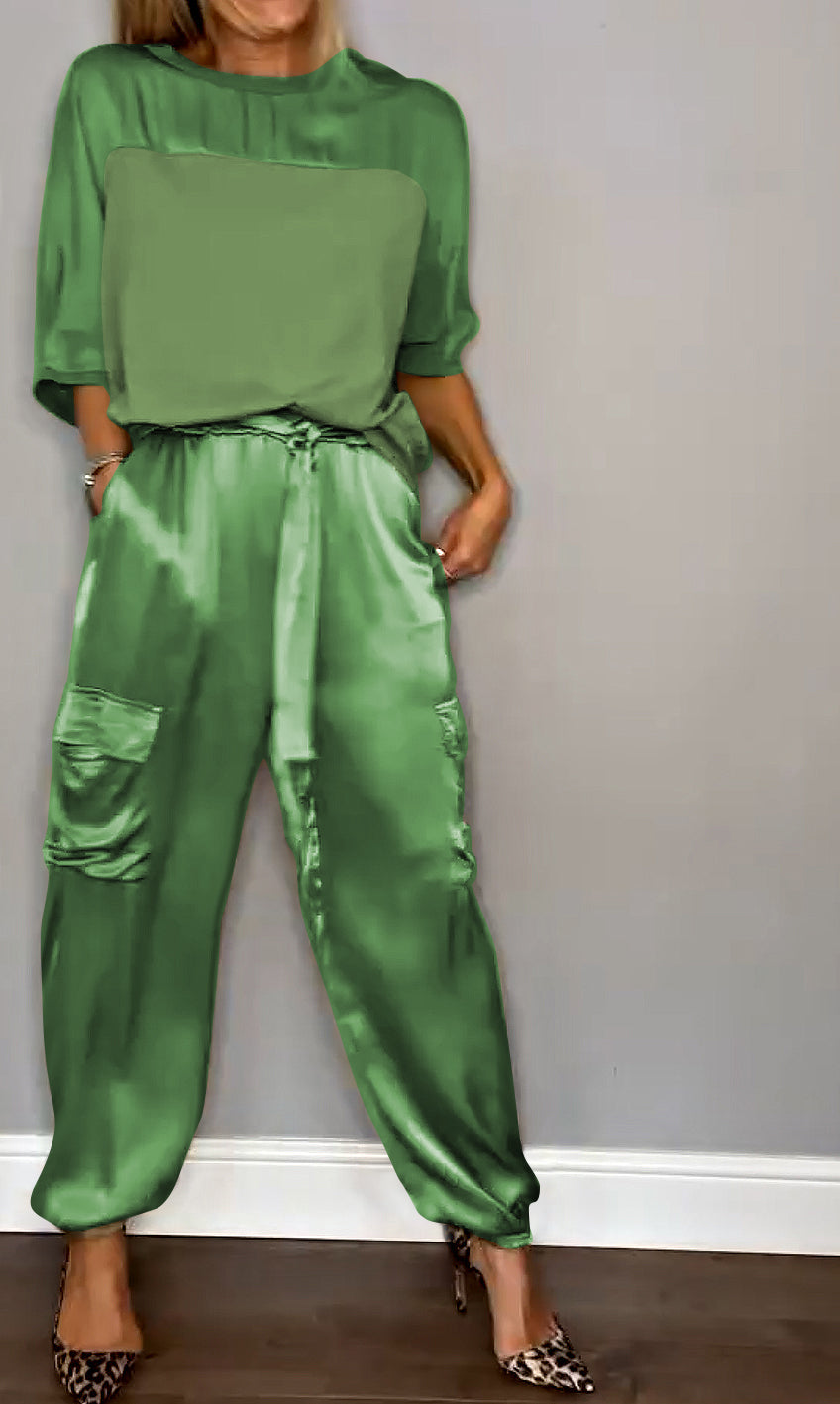 Francet - Stylish Casual Satin Set