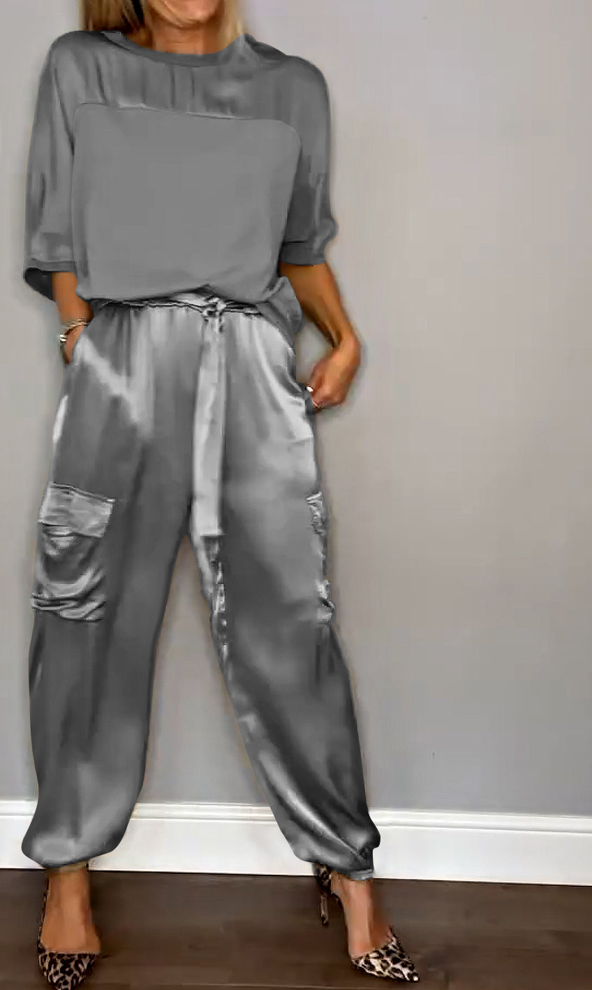 Francet - Stylish Casual Satin Set