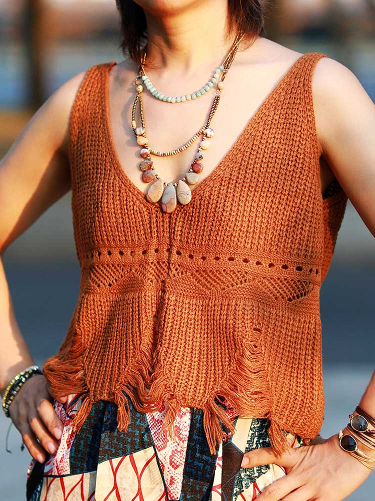 Teardrop - Natural Jasper Stone Beaded Statement Necklace