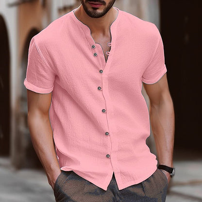 Arlo - Men's Linen Shirt Mock Neck